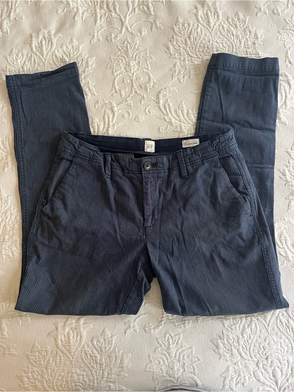 GAP Dark Navy Pinstripe Girlfriend Chino